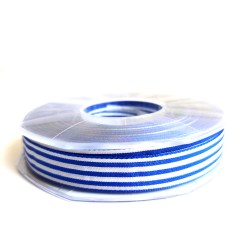 Horizontal Stripes Ribbon - Blue Marine and White 15 mm